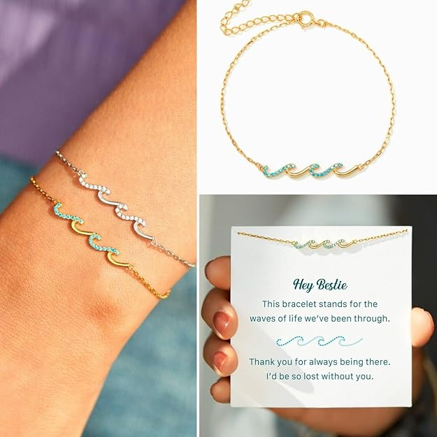 Gold and turquoise wave bracelet, elegant and stylish accessory for any occasion.