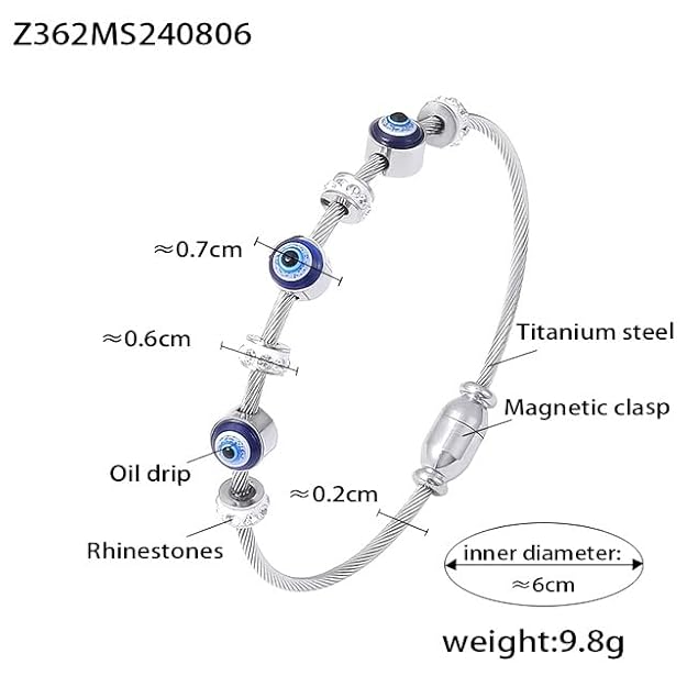 Silver Evil Eye Bracelet Bangle