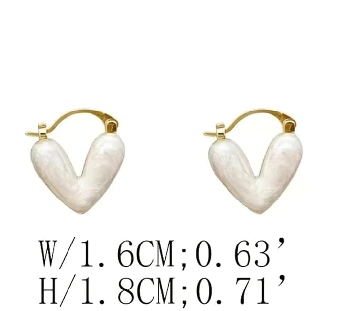 Mia White Shell Heart Hoop Earrings