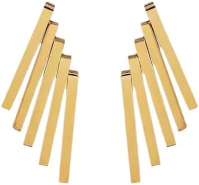 Stylish gold plated earrings crafted from thin metal strips, perfect for any occasion.