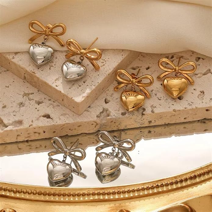 Heart and Bow Earrings