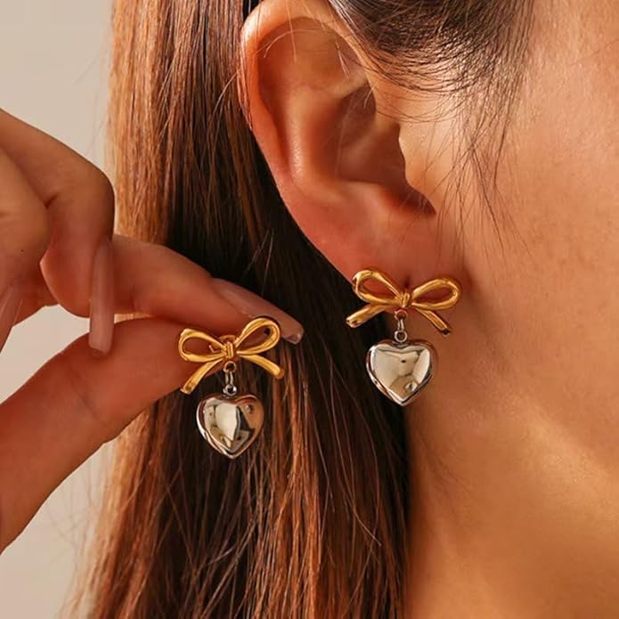 Heart and Bow Earrings