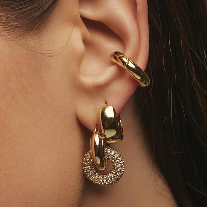 Gold-Plated Crystal Hoop Earrings