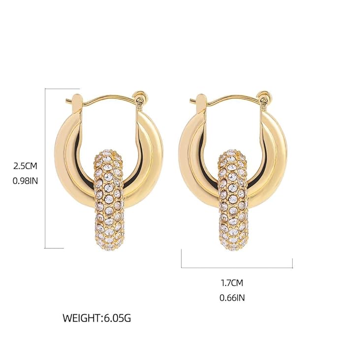 Gold-Plated Crystal Hoop Earrings