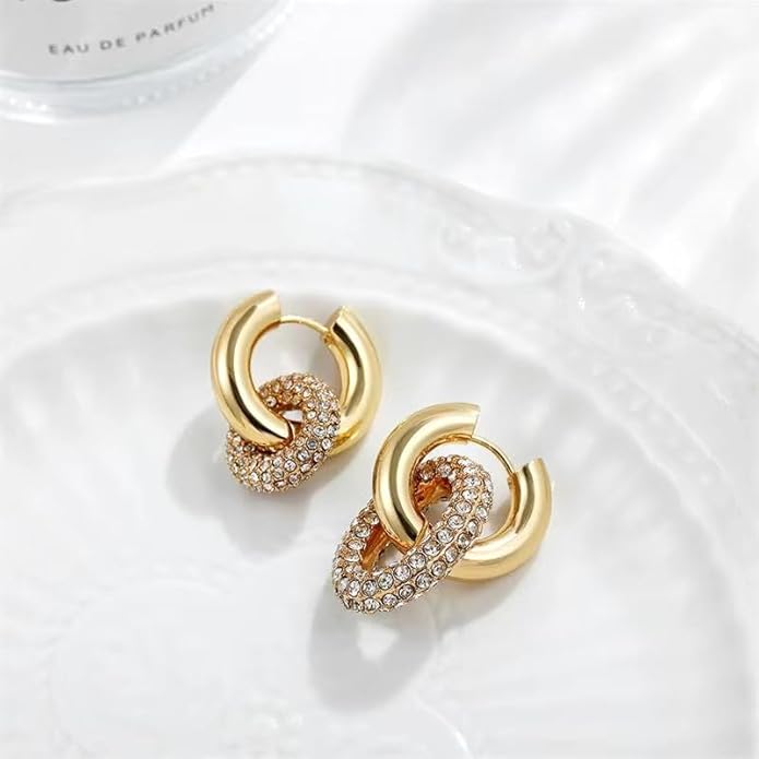 Gold-Plated Crystal Hoop Earrings