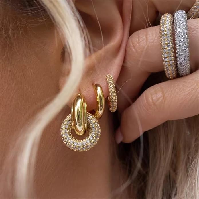Gold-Plated Crystal Hoop Earrings