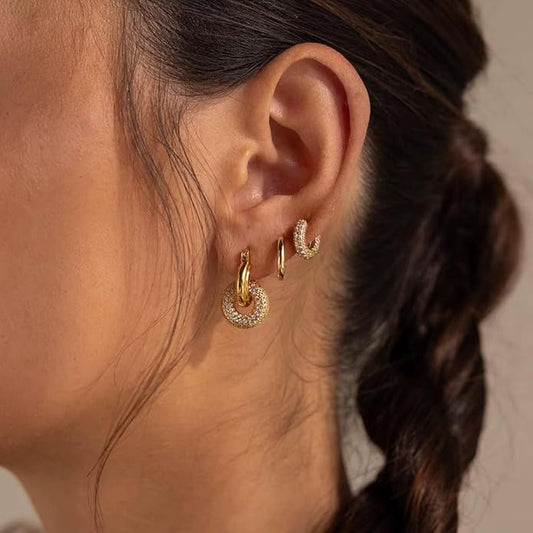Gold-Plated Crystal Hoop Earrings