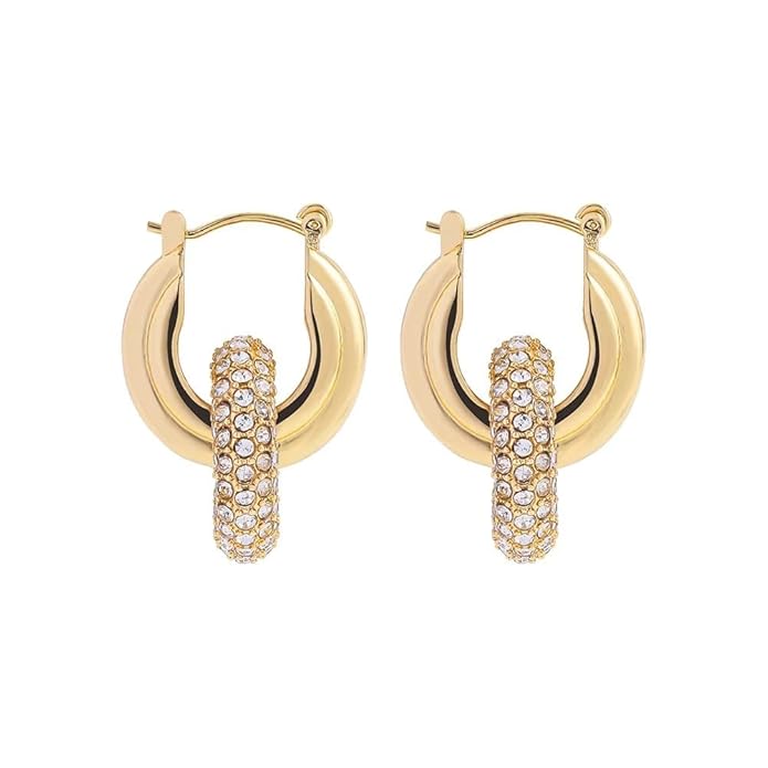 Gold-Plated Crystal Hoop Earrings
