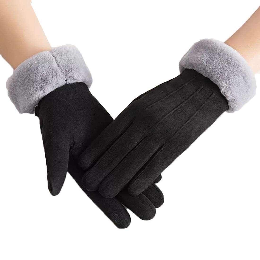 Stylish winter gloves for women, complete with luxurious fur cuffs, ideal for staying warm and chic in cold weather.