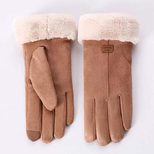 Elegant brown gloves with luxurious fur cuffs, designed to keep your hands snug and fashionable during cold days.