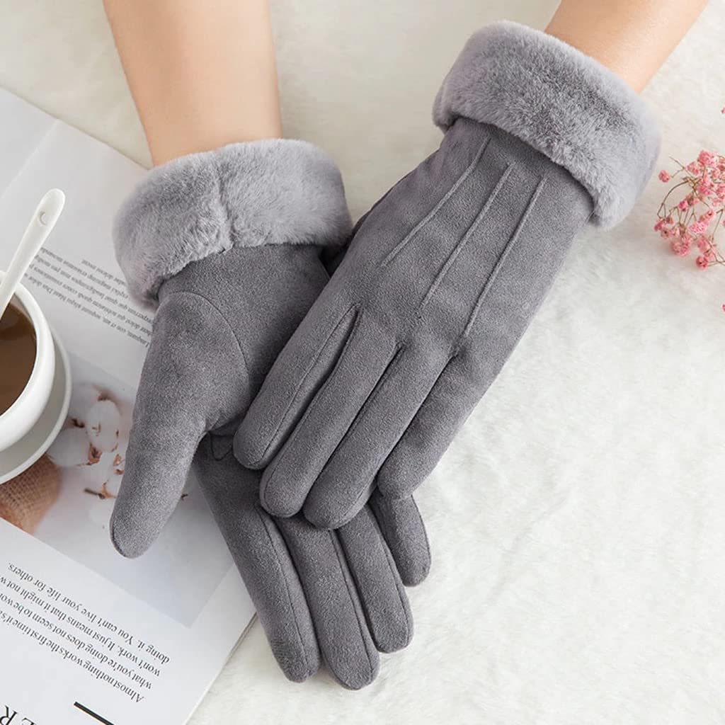 Cozy women's winter gloves featuring stylish fur cuffs for added warmth and elegance during the cold season.