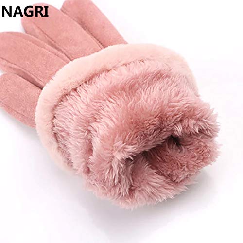 A lovely set of pink gloves with plush fur cuffs, designed to keep your hands snug and stylish during cold days.