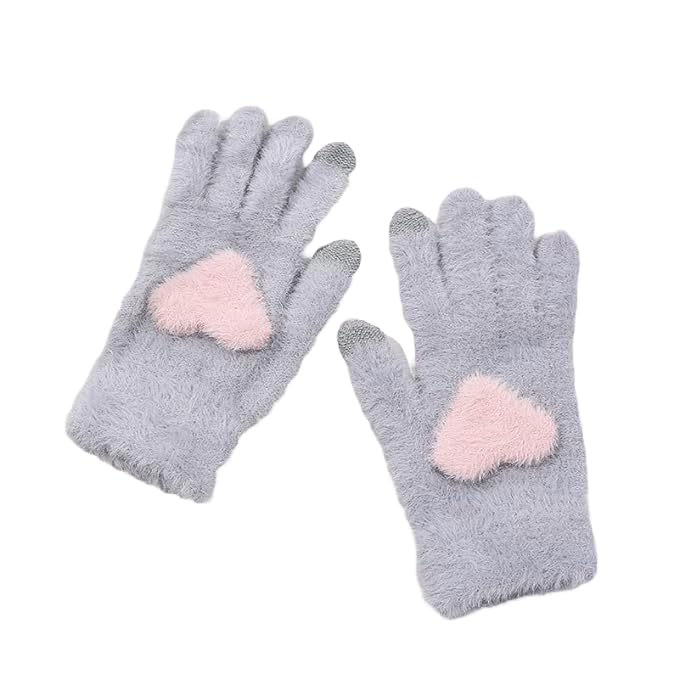 Two pairs of gloves adorned with heart patterns, showcasing a playful and affectionate design.