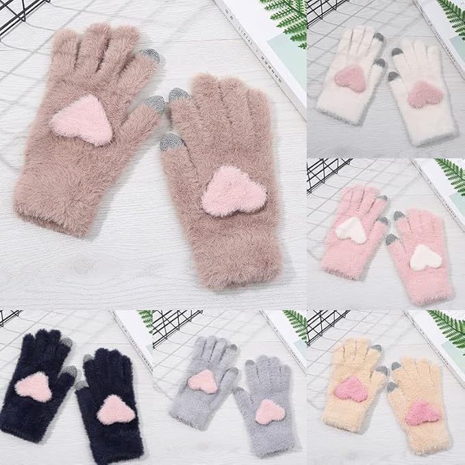 A delightful image of two pairs of gloves, each embellished with hearts, perfect for spreading warmth and love in winter.