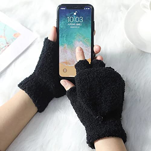 Two pairs of stylish black gloves featuring decorative buttons on the wrist, perfect for a chic winter look.