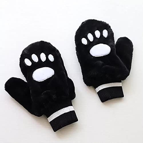 Cozy black cat paw mittens featuring adorable white paw prints for a fun and stylish touch.