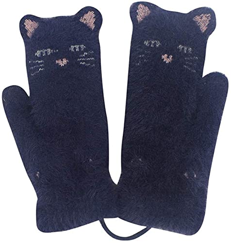 Cozy black cat mittens with striking pink eyes, ideal for adding a whimsical touch to your winter wardrobe.