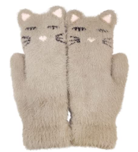 Two whimsical cat mittens with cute ears, ideal for adding a playful element to winter attire while keeping hands cozy.