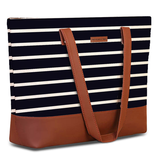 Chic tote bag featuring a floral design and brown handles.