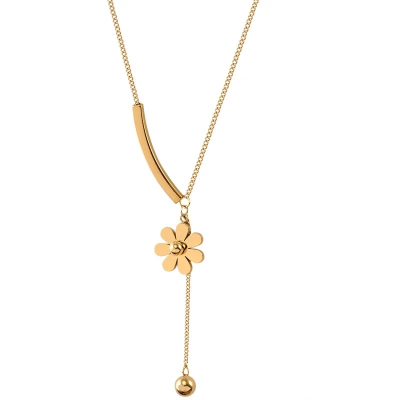 Daisy Flower Tassel Drop Necklace