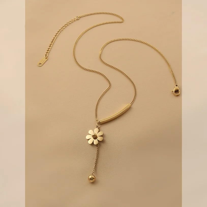 Daisy Flower Tassel Drop Necklace