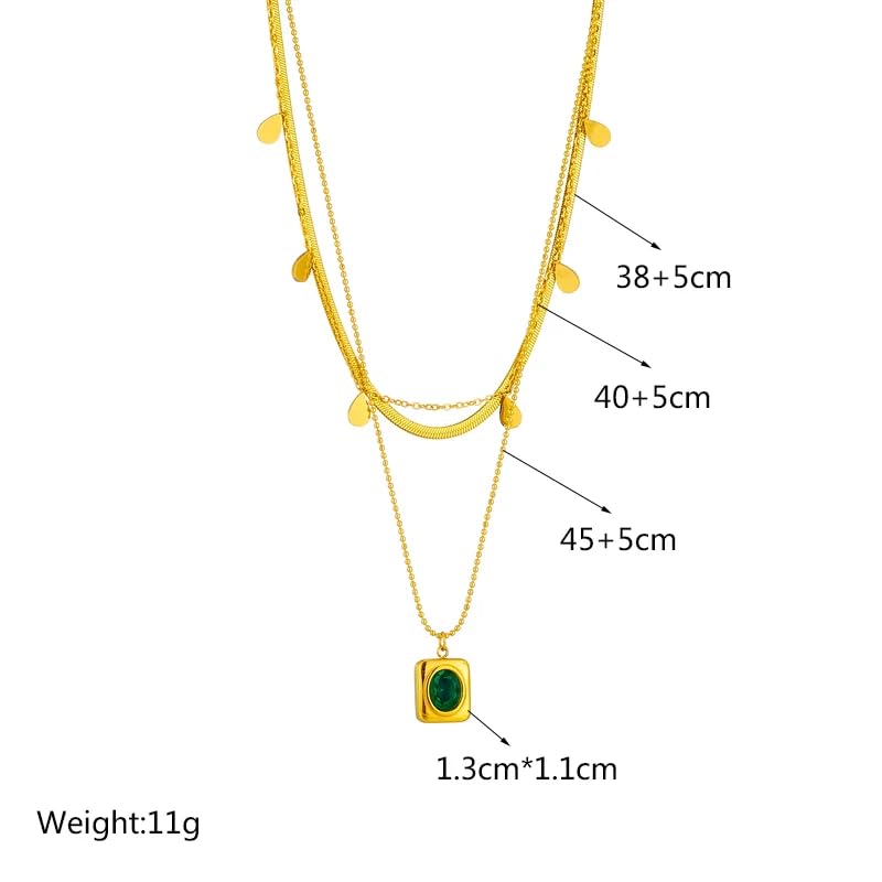 Three Layered Emerald Necklace