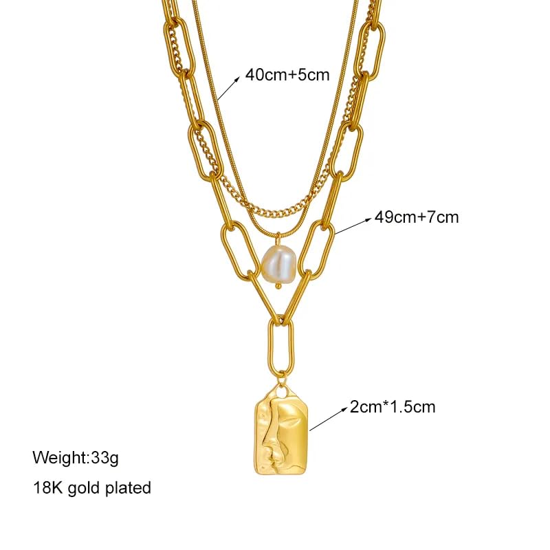 Three Layered Pearl Drop Necklace