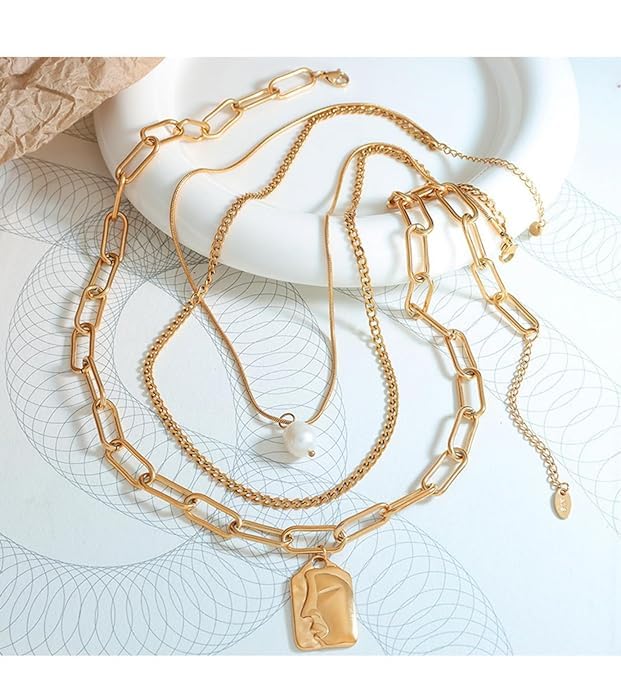 Three Layered Pearl Drop Necklace