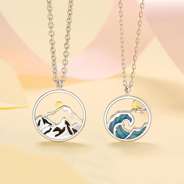 Mountains and Ocean Wave Chain Necklace