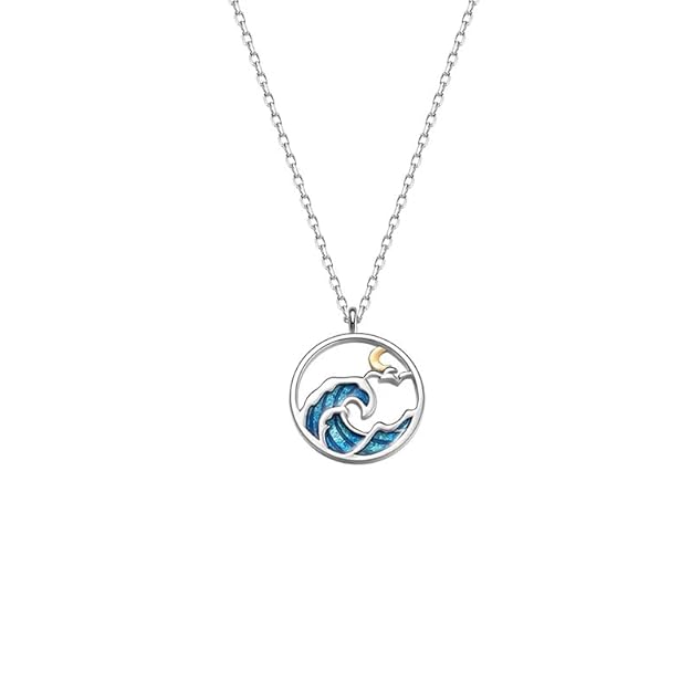 Mountains and Ocean Wave Chain Necklace