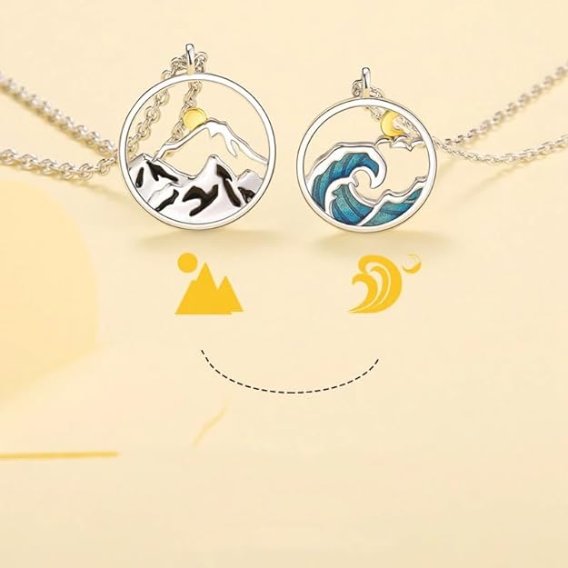 Mountains and Ocean Wave Chain Necklace