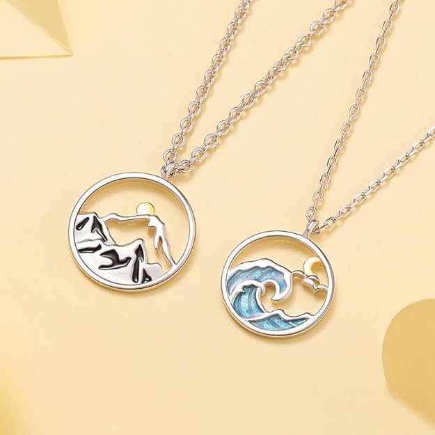 Mountains and Ocean Wave Chain Necklace