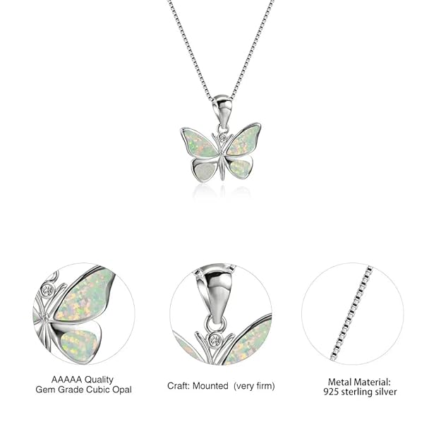 Opal-winged butterfly pendant.