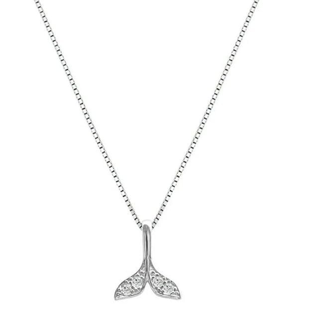 Beautiful silver necklace with a whale tail charm, a lovely accessory.