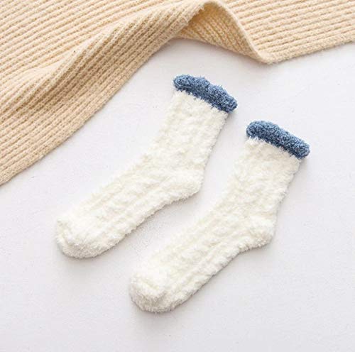 A vibrant pair of blue socks accented with white trim, great for lounging or adding flair to your wardrobe.