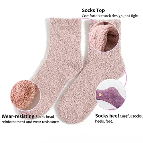 Fuzzy wool socks that offer a soft and cozy feel, ideal for relaxing at home.