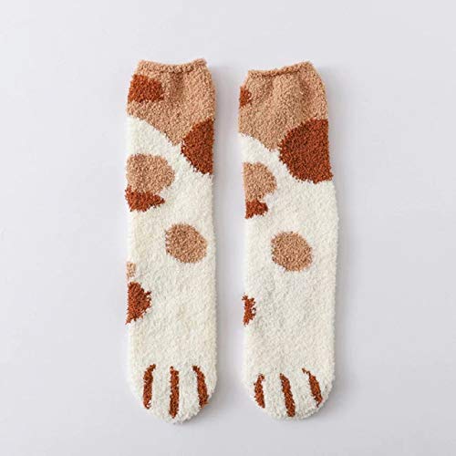 A delightful pair of socks displaying a cute cat pattern, perfect for keeping your feet warm and stylish.