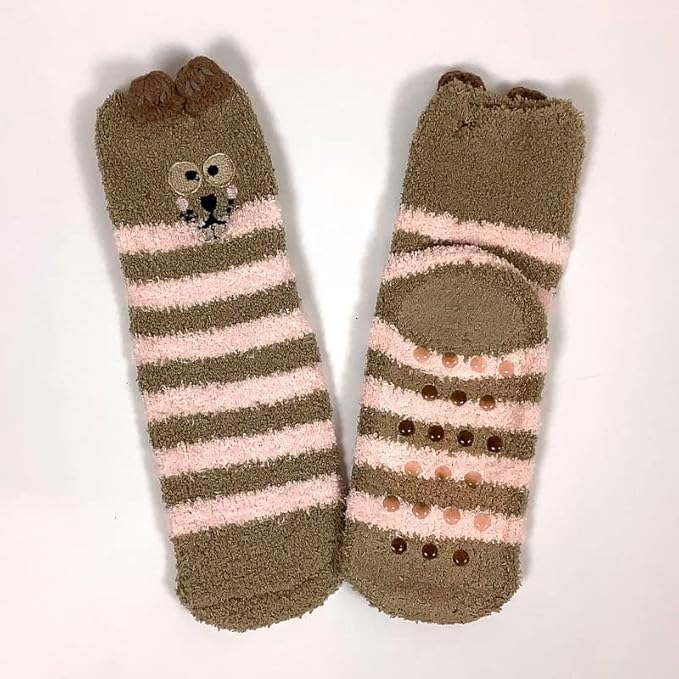Fun socks showcasing a bear face, bringing a whimsical vibe to your wardrobe.