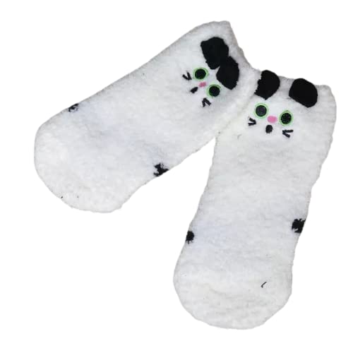 Adorable white socks showcasing black eyes, ideal for adding personality to your wardrobe.