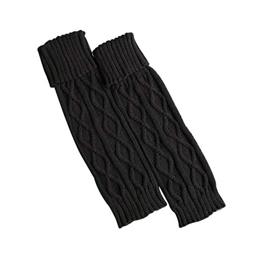 A pair of stylish black knit arm warmers, perfect for keeping hands and arms warm in cooler weather.