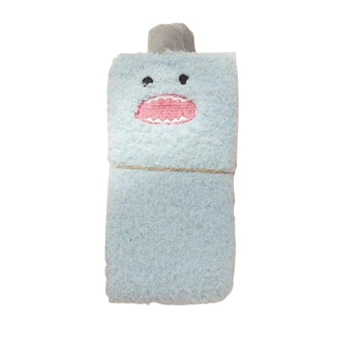 A blue sock featuring an adorable face, showcasing a playful and whimsical design.