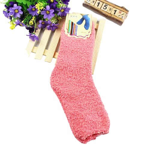A pair of pink socks displayed on a clean white background, showcasing their vibrant color and soft texture.
