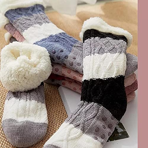 Women's socks with a plush fleece lining, offering a fuzzy interior for enhanced warmth and comfort during winter.