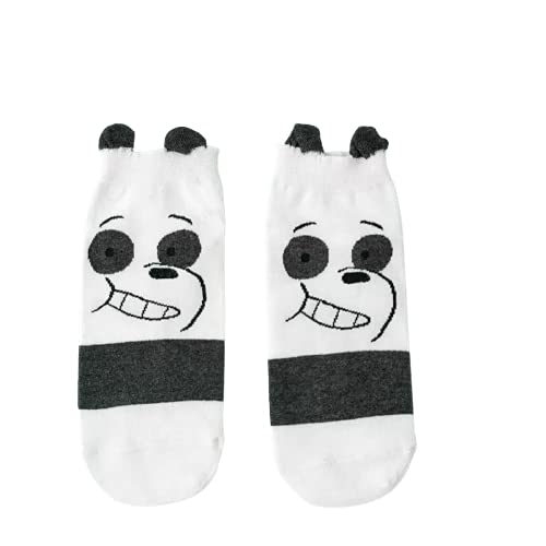 A fun image of two pairs of socks, each adorned with playful panda faces, ready to brighten your day.