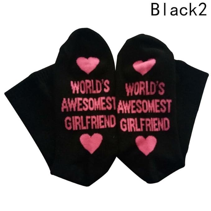 Trendy socks with whimsical motifs, a charming accessory for the world's most awesome girlfriend.