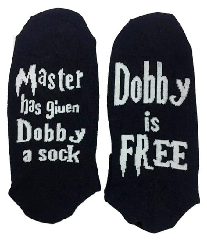 An illustration of Master Dobby, the house-elf, cheerfully showcasing a sock, a symbol of his liberation and loyalty.