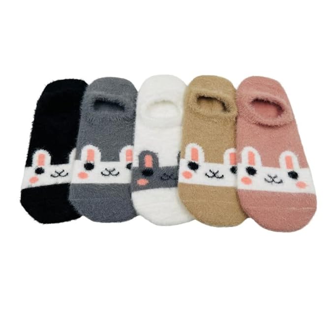 A delightful pair of socks with a bunny face, combining comfort and playful style.