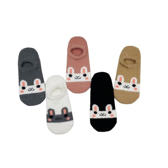 Whimsical socks displaying a bunny face, adding a cheerful element to your wardrobe.