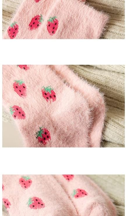 Fun pink socks decorated with cheerful strawberries, bringing a pop of color to your wardrobe.