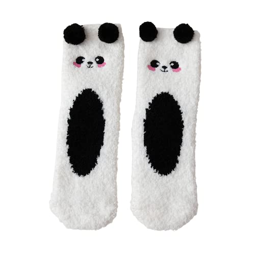 Two pairs of panda socks featuring adorable black and white faces, perfect for cozy and playful footwear.